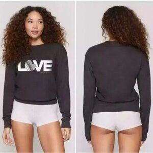 SPIRITUAL GANGSTER | Love Savasana Heather Grey Pullover Graphic Sweatshirt M